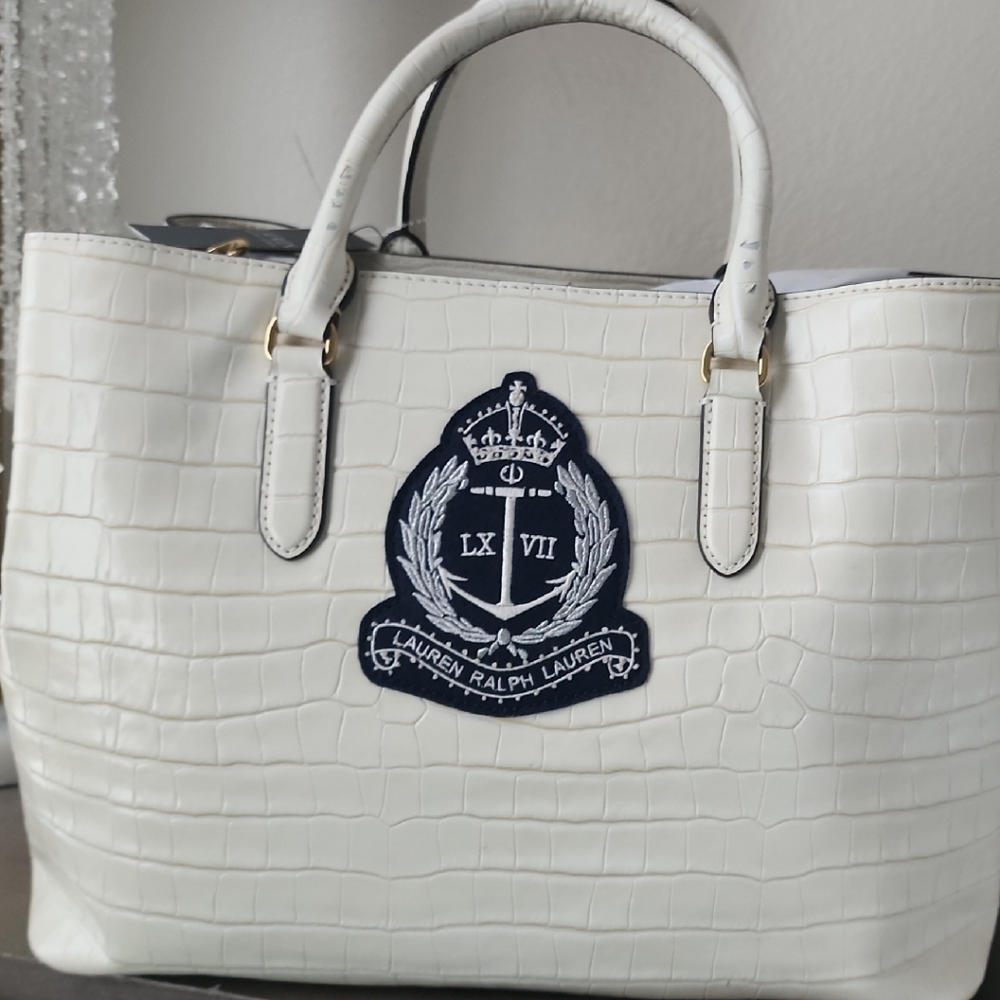 Ralph Lauren White Quilted Satchel Bag